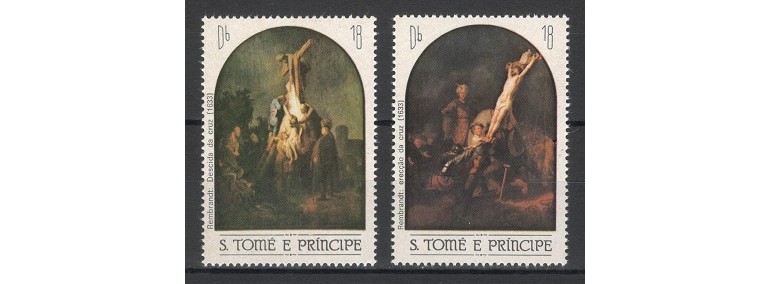 S.TOME E PRINCIPE 1983 - PICTURA RELIGIOASA REMBRANDT - SERIE DE 2 TIMBRE  - NESTAMPILATA - MNH / pictura908
